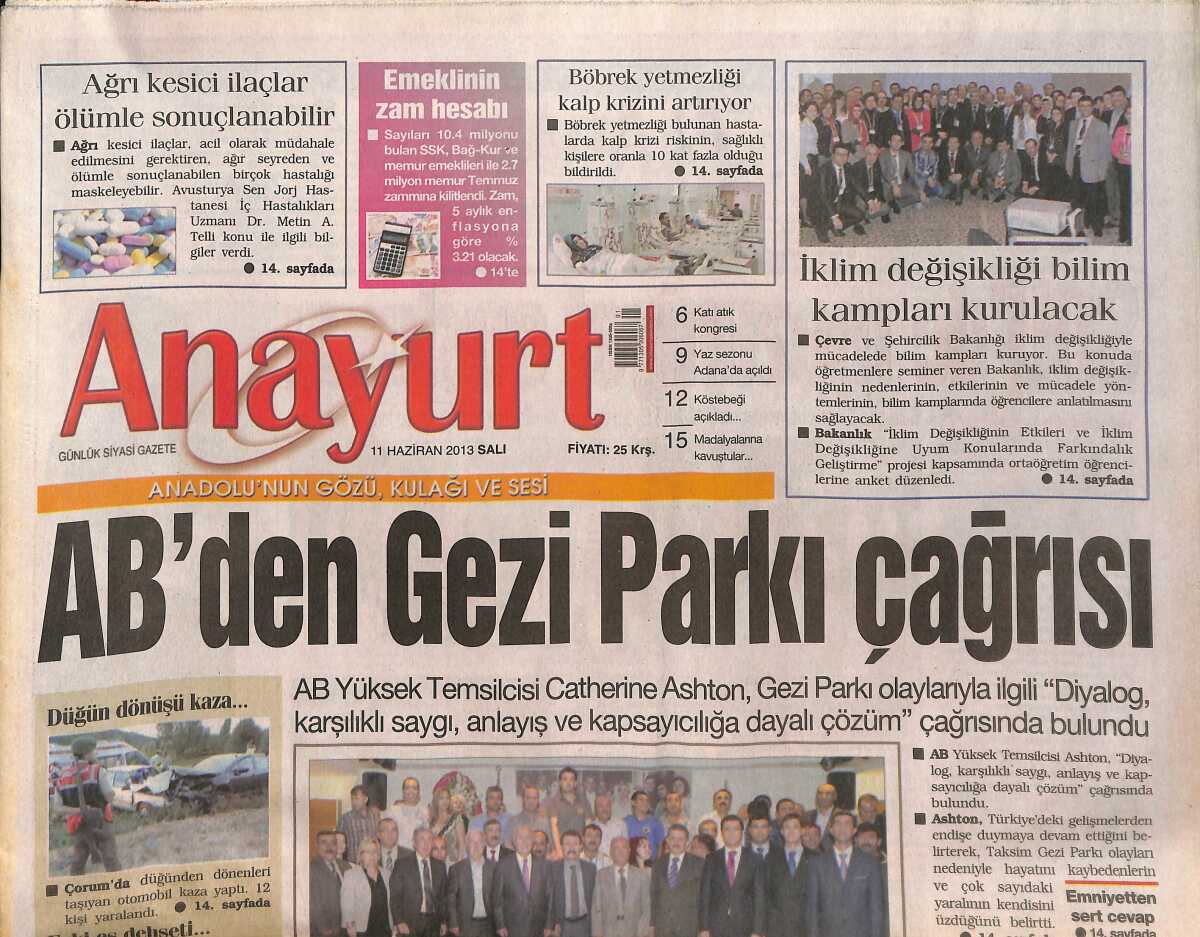 Anayurt Gazetesi Haziran Ab Den Gezi Park A R S Ceyda