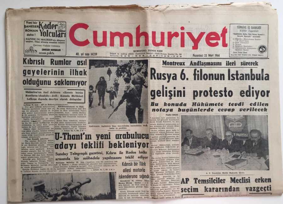 Cumhuriyet Gazetesi 23 Mart 1964 U Thant Ve Yeni Ara Bulucu GZ6424 GAZETE