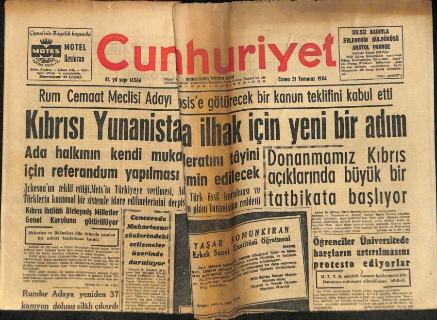 Cumhuriyet Gazetesi Temmuz K Br S Yunanistana Lhak In