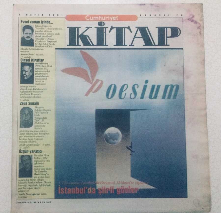 Cumhuriyet Gazetesi Kitap Eki 2 Mayıs 1991 İstanbulda Şiirli Günler