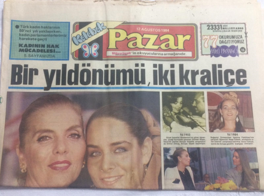 Hürriyet Gazetesi Kelebek Eki 12 Ağustos 1984 Bir Yıl Dönümü İki