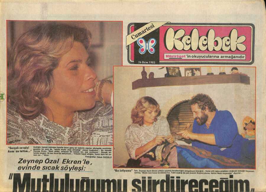 Hürriyet Gazetesi Kelebek Eki 26 Ekim 1985 Gönül Yazar Ve Ajda Pekkan