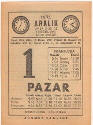 1 Aralık 1974 Takvim Yaprağı EFM(N)4283 - 2