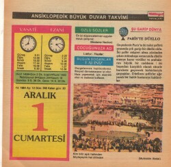 1 Aralık 1984 Takvim Yaprağı EFM(N)4067 - 3