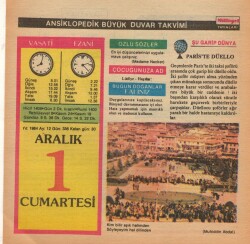 1 Aralık 1984 Takvim Yaprağı EFM(N)4067 - 1