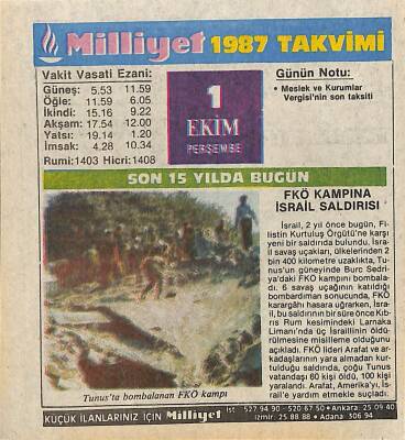 1 Ekim 1987 Resimli Takvim Yaprağı - Doğum Günü Hediyesi EFM(N)10499 - 4