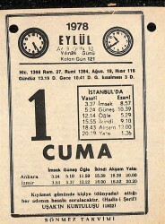 1 Eylül 1978 Takvim Yaprağı - Doğum Günü Hediyesi EFM(N)9750 - 1