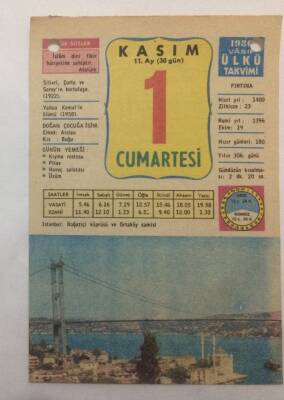 1 Kasım 1980 Takvim Yaprağı -Doğum Günü Hediyesi EFM(N)6439 - 1