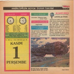 1 Kasım 1984 Takvim Yaprağı EFM(N)4037 - 3