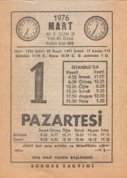 1 Mart 1976 Takvim Yaprağı EFM(N)5942 - 3