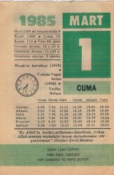 1 Mart 1985 Takvim Yaprağı EFM(N)6095 - 1