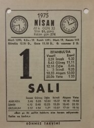 1 Nisan 1975 Takvim Yaprağı - Doğum Günü Hediyesi EFM(N)8128 - 1