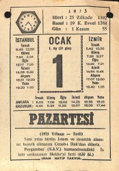 1 Ocak 1973 Takvim Yaprağı - Doğum Günü Hediyesi EFM(N)10810 - 4