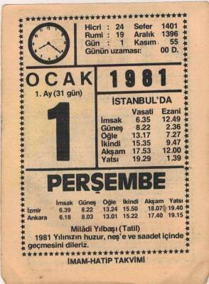 1 Ocak 1981 Takvim Yaprağı EFM(N)4647 - 1