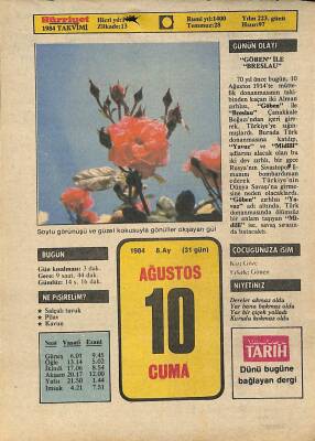 10 Ağustos 1984 Takvim Yaprağı - Doğum Günü Hediyesi EFM(N)9595 - 1