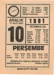 10 Aralık 1981 Takvim Yaprağı EFM(N)4415 - 3