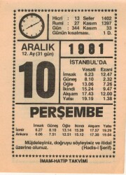 10 Aralık 1981 Takvim Yaprağı EFM(N)4415 - 1