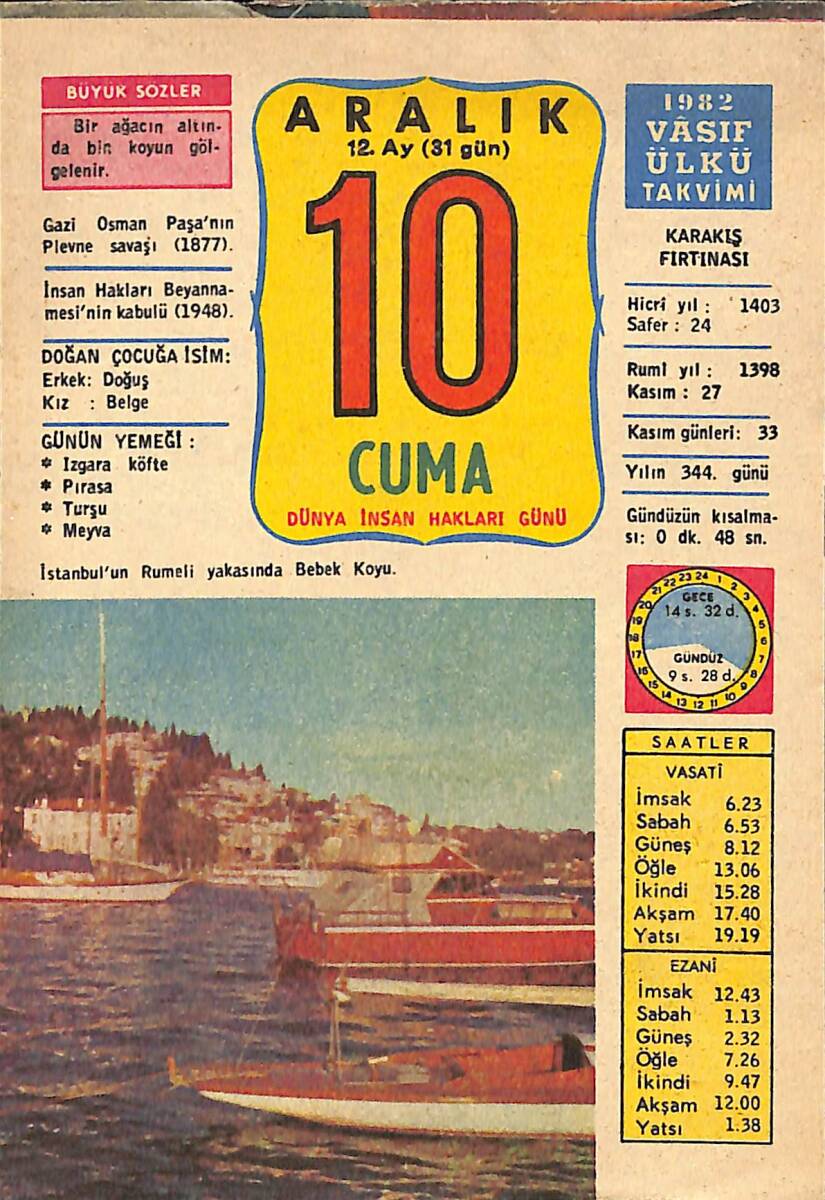 10 Aralık 1982 Takvim Yaprağı - Doğum Günü Hediyesi EFMN13614 - 1