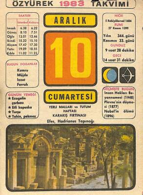 10 Aralık 1983 Takvim Yaprağı - Doğum Günü Hediyesi EFM(N)11532 - 1