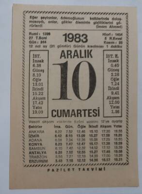 10 Aralık 1983 Takvim Yaprağı - Doğum Günü Hediyesi EFM(N)6890 - 1