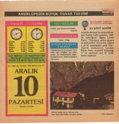 10 Aralık 1984 Takvim Yaprağı EFM(N)4076 - 3