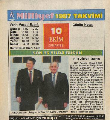 10 Ekim 1987 Resimli Takvim Yaprağı - Doğum Günü Hediyesi EFM(N)10508 - 4