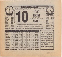 10 Ekim 1989 Takvim Yaprağı EFM(N)3104 - 1