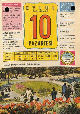 10 Eylül 1973 Takvim Yaprağı - Doğum Günü Hediyesi EFM(N)10141 - 4