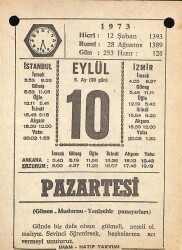 10 Eylül 1973 Takvim Yaprağı - Doğum Günü Hediyesi EFM(N)9856 - 1