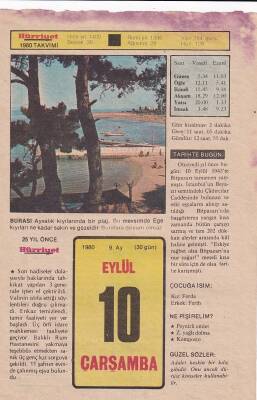 10 Eylül 1980 Takvim Yaprağı -Doğum Günü Hediyesi EFM(N)6410 - 1