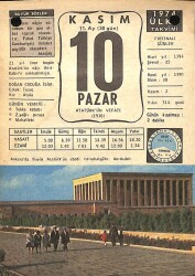 10 Kasım 1974 Takvim Yaprağı - Doğum Günü Hediyesi EFM(N)10683 - 4