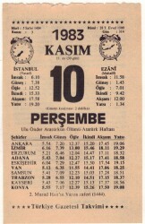 10 Kasım 1983 Takvim Yaprağı EFM(N)3954 - 3