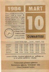 10 Mart 1984 Takvim Yaprağı EFM(N)6073 - 3