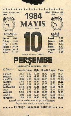 10 Mayıs 1984 Takvim Yaprağı - Doğum Günü Hediyesi EFM(N)11440 - 1