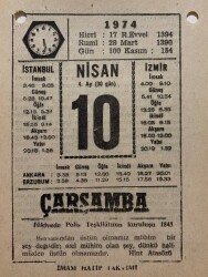 10 Nisan 1974 Takvim Yaprağı - Doğum Günü Hediyesi EFM(N)8167 - 1