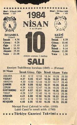 10 Nisan 1984 Takvim Yaprağı - Doğum Günü Hediyesi EFM(N)11219 - 1