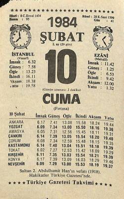 10 Şubat 1984 Takvim Yaprağı - Doğum Günü Hediyesi EFM(N)11800 - 1