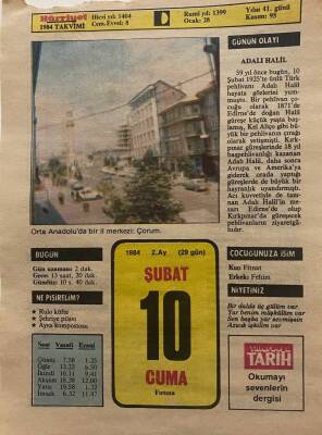 10 Şubat 1984 Takvim Yaprağı - Doğum Günü Hediyesi EFM(N)7788 - 1