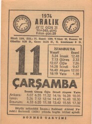 11 Aralık 1974 Takvim Yaprağı EFM(N)4293 - 3