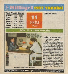 11 Ekim 1987 Resimli Takvim Yaprağı - Doğum Günü Hediyesi EFM(N)10509 - 1