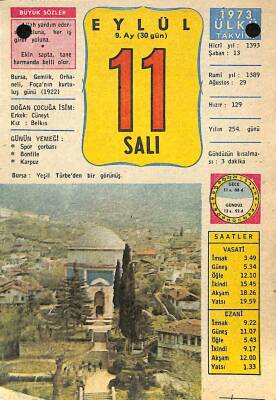 11 Eylül 1973 Takvim Yaprağı - Doğum Günü Hediyesi EFM(N)10142 - 3