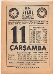 11 Eylül 1974 Takvim Yaprağı EFM(N)2693 - 3