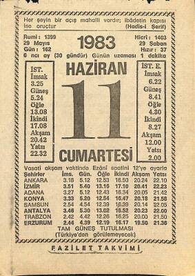 11 Haziran 1983 Takvim Yaprağı - Doğum Günü Hediyesi EFM(N)12542 - 1