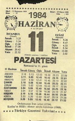 11 Haziran 1984 Takvim Yaprağı - Doğum Günü Hediyesi EFM(N)11642 - 1