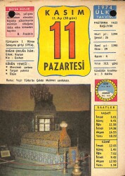 11 Kasım 1974 Takvim Yaprağı - Doğum Günü Hediyesi EFM(N)10684 - 2