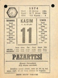 11 Kasım 1974 Takvim Yaprağı - Doğum Günü Hediyesi EFM(N)10773 - 4