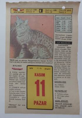 11 Kasım 1979 Takvim Yaprağı - Doğum Günü Hediyesi EFM(N)7392 - 1