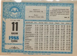 11 Kasım 1988 Takvim Yaprağı EFM(N)3441 - 3