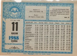 11 Kasım 1988 Takvim Yaprağı EFM(N)3441 - 1