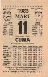 11 Mart 1983 Takvim Yaprağı EFM(N)5828 - 3